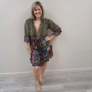 Young Threads Bohemian Patchwork Mini Dress - New! - Size XL